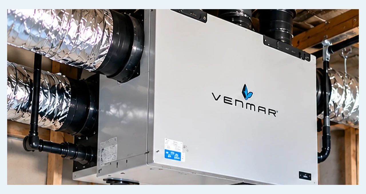 Échangeur d’air Venmar installé dans un local mécanique